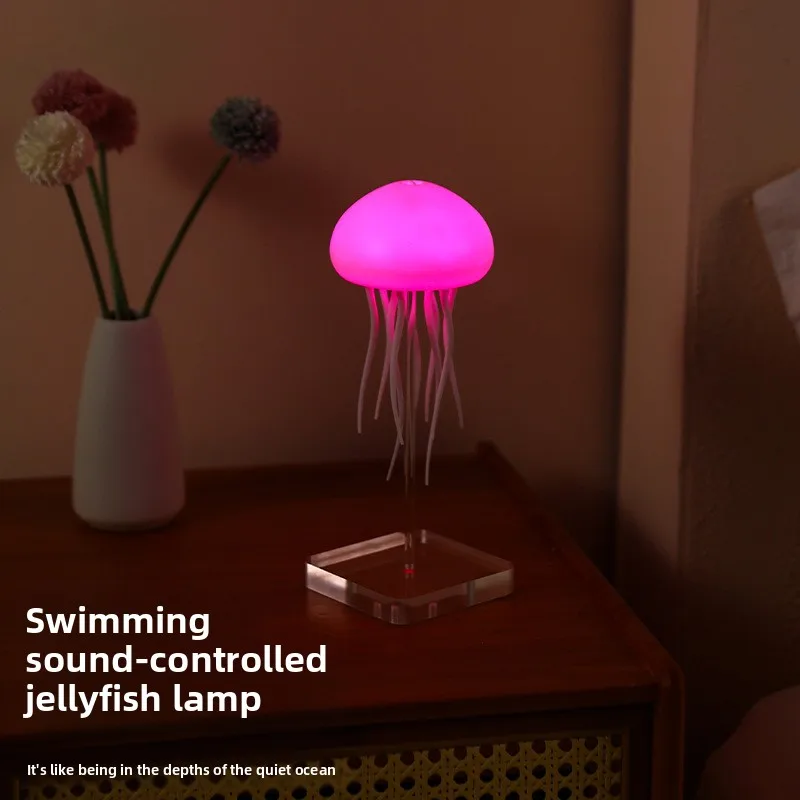 Smart Sound Control Jellyfish Ambient Light Auto Color Shift Flexible Tentacle Floating Decorative Night Light For Living Room