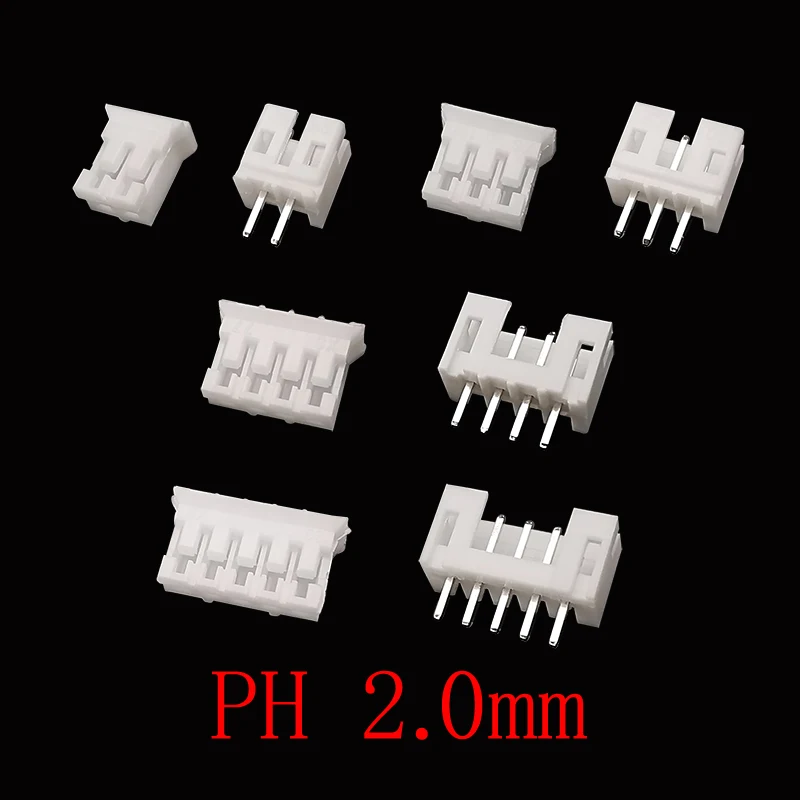 50Pcs JST PH 2.0mm Pitch 2/3/4/5 Pin Terminals Housing Header Connector Male Plug Female Socket Plastic Shell Wire Connectors