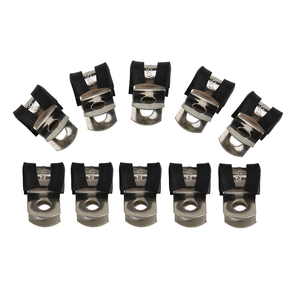 Rubber Lined Stainless Steel Pipe Clamps 10PCS Designed for Fixing Cables Pipes and Hoses in Shipbuilding and Food Processing