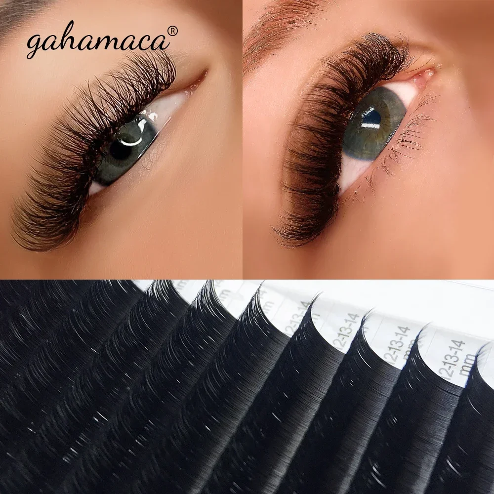 

GAHAMACA 10Cases Easy Fanning Volume Mega Eyelashes Extension Auto Flowering Rapid Blooming Fans Lashes