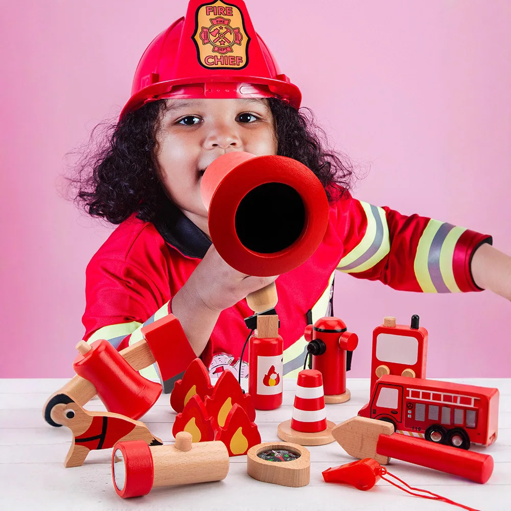 Kids Fire Truck Toy Boys Gift Electric Realistic Ladder Fire Station Set Pretend Play Role Play Scenario Simulation Rescue Toy