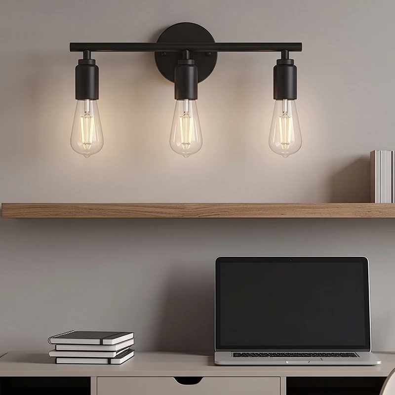 Modern minimalist three-lamp dresser lamp matte black wall-mounted wall lamp indoor mirror headlamp suitable for bathrooms