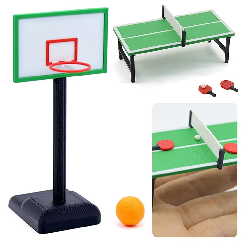 Maison de poupée créative 1/12, Tennis de Table, Table de sable colorée, cerceau de basket-ball, Micro scène de paysage, modèle de maison, équipement de Sport