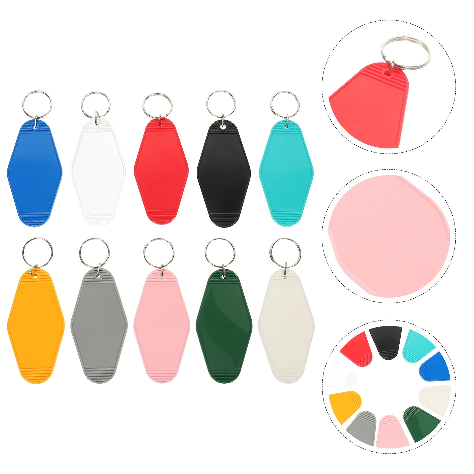 

10 Pcs Diamond Shaped Keychain Tags Retro Plastic ID Labels for Suitcases Travel Accessories Lightweight Compact Mixed Colors