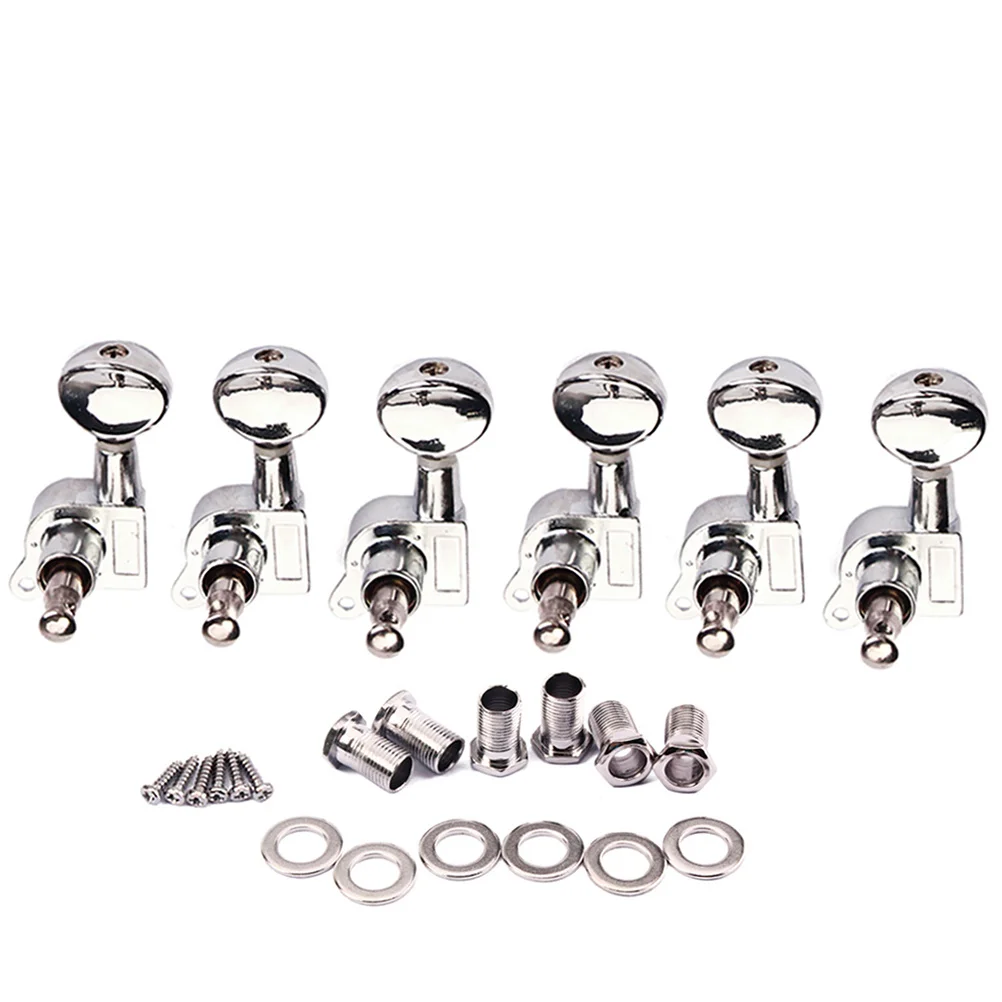 

Electric Guitar Tuning Pegs Silver 6 Inline Machine Heads For Replacement Guitar Tuning Keys Heavy Duty