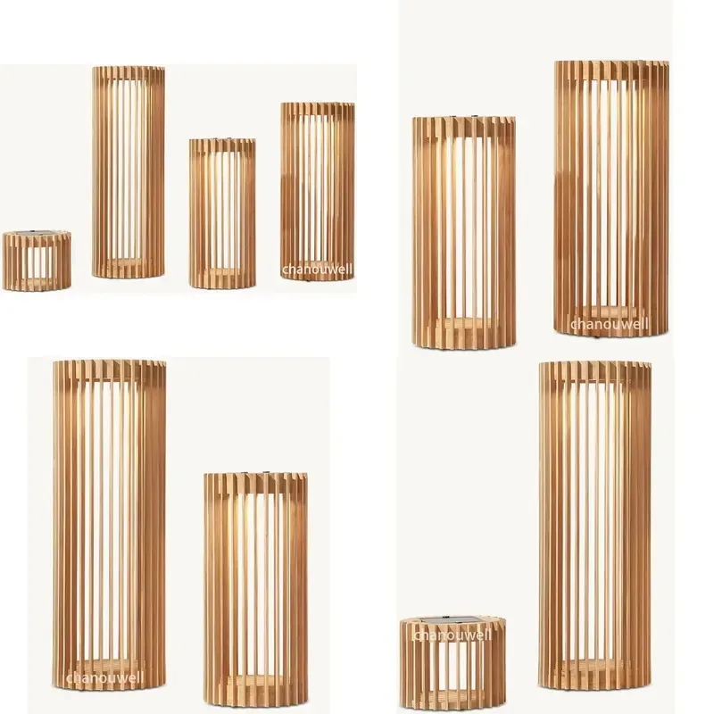 All Weather Teak Handmade Lantern Waterproof Flameless Light Emitting Diode Candle for Holiday Garden Zen Decoration