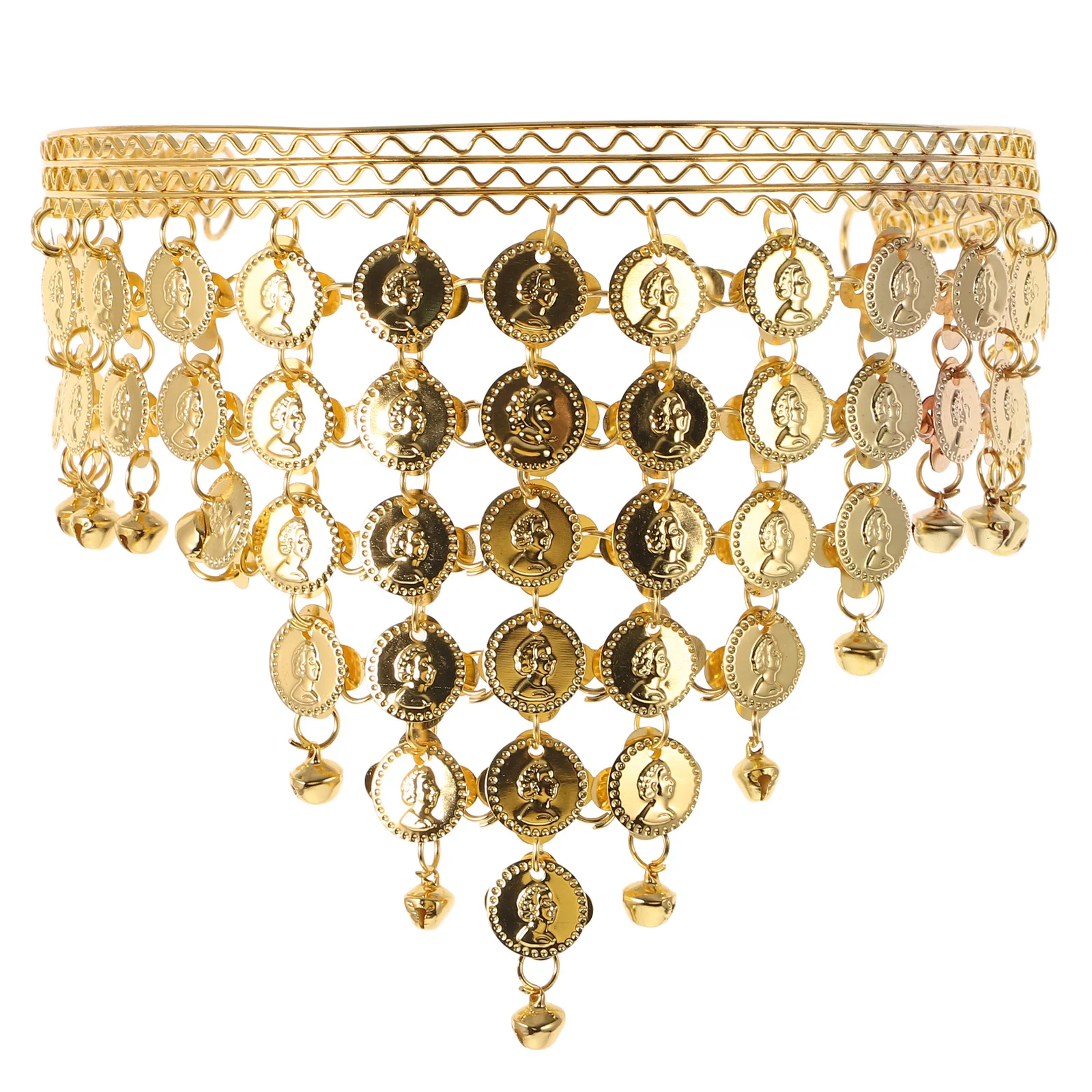 Diadema para danza del vientre, diadema ligera con purpurina y monedas colgantes para actuación de baile, adorno decorativo de cadena para la cabeza