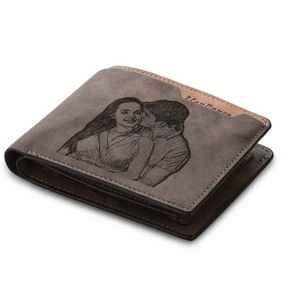 กระเป๋าสตางค์หนังแกะสลักส่วนบุคคลสําหรับพ่อ - ภาพถ่ายที่กําหนดเอง ของขวัญวันพ่อสําหรับเขา สามี แฟนกับกระเป๋าเงิน