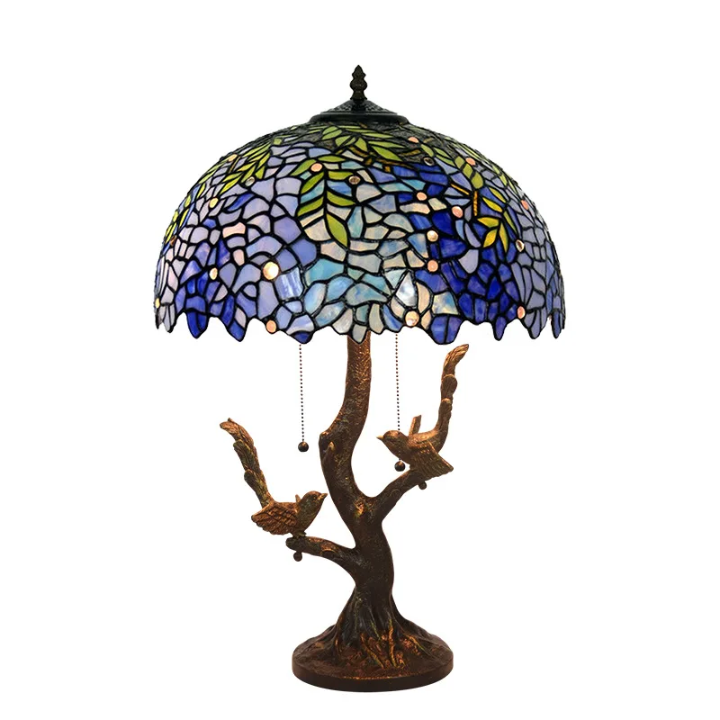 

16 inch wisteria tiffany art creative stained glass desk lamp living room bedroom bedside