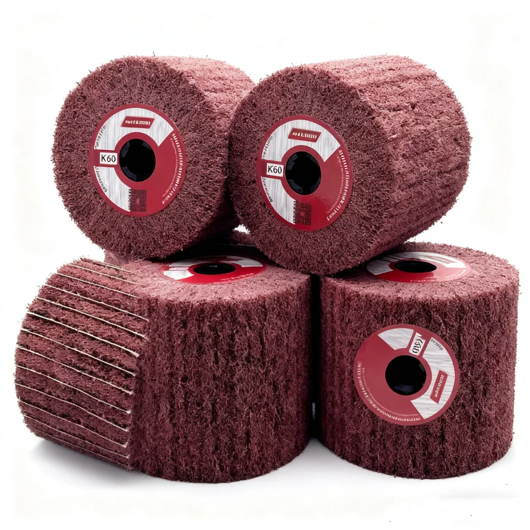 

120x10 мм нетканый нейлоновый абразивный хлопок из нержавеющей стали, щетка для волочения проволоки, полировка, полировка, барабанное колесо, зернистость 60 ~ 80