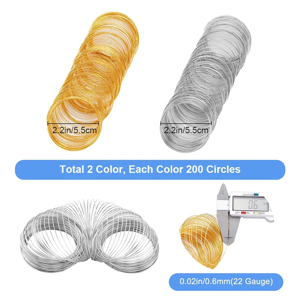 

SEWS-400 Loops Memory Wire Bracelet Bulk Jewelry Memory Wire Cuff Bangle Gold Silver Steel Beading Wires