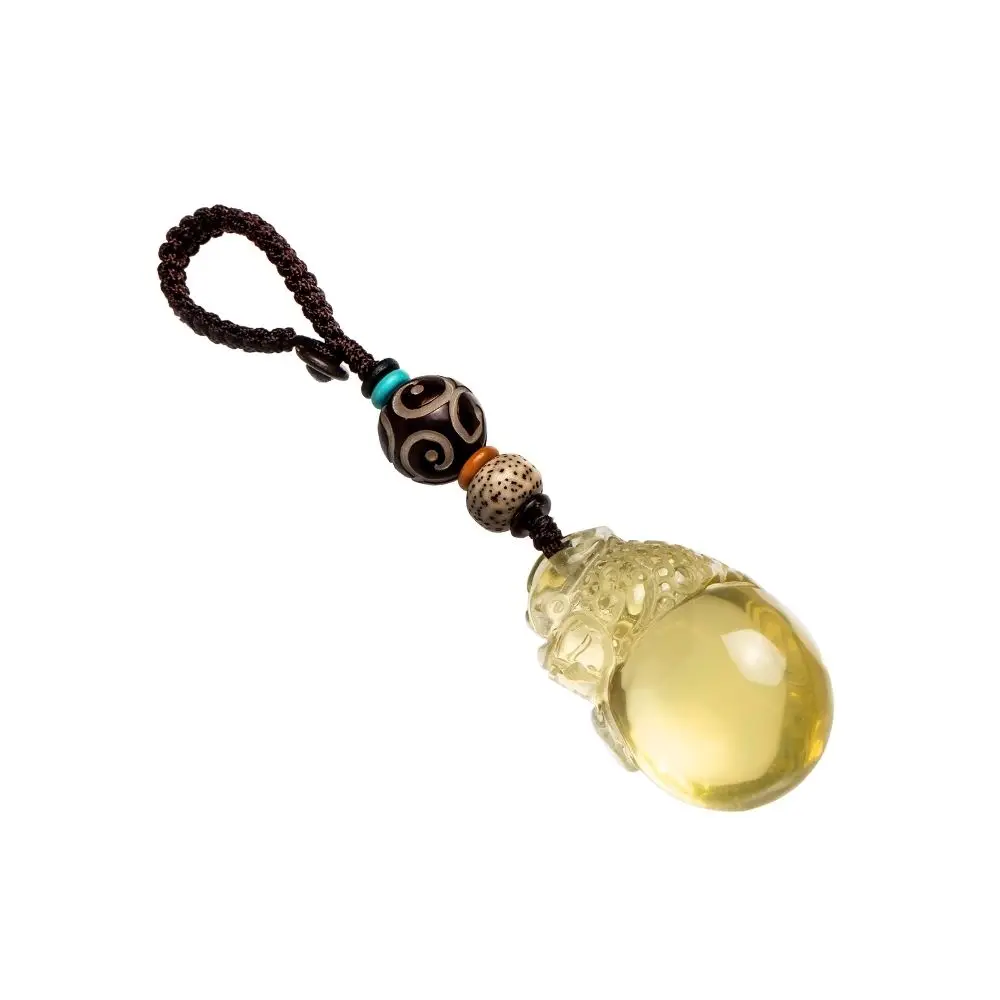 UMQ Natural Citrine Fortune Lucky Lucky Car Key Pendant Men's and Women's High-End Creative Gift Hanging Ornaments