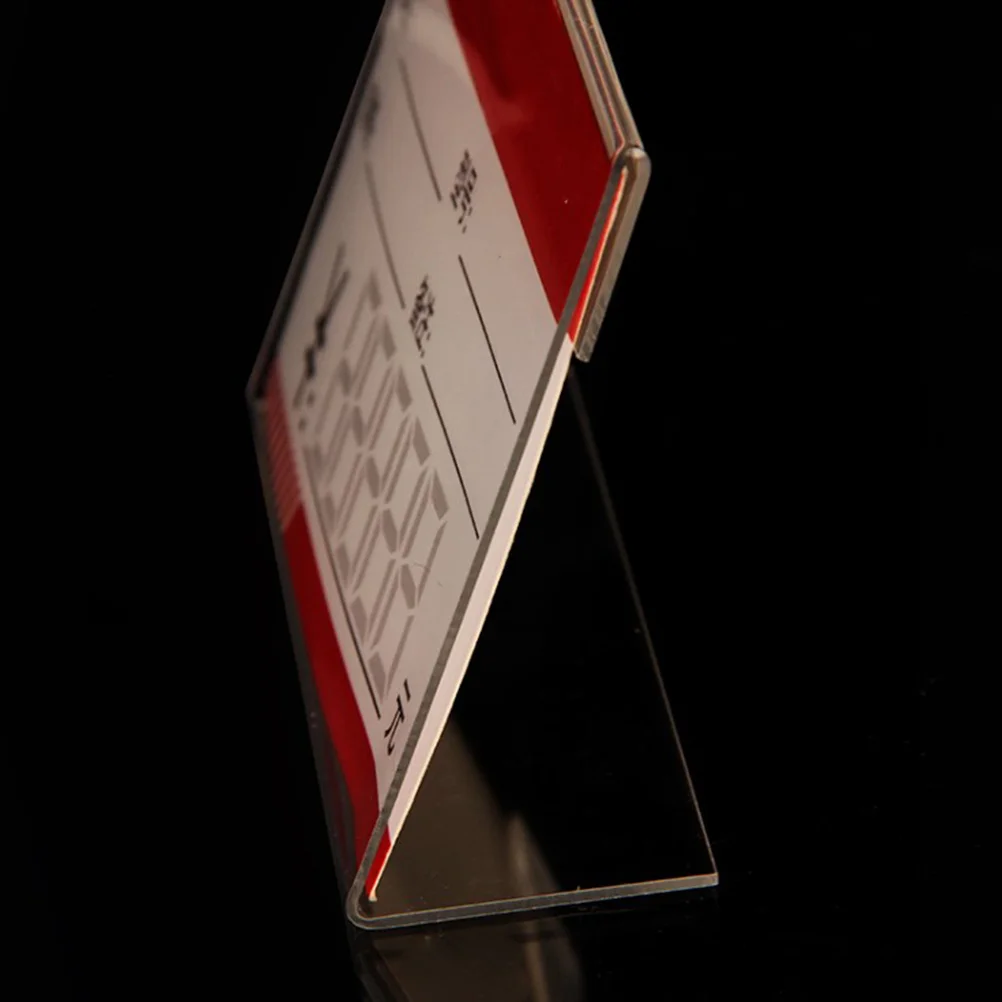 

20Pcs L-Shaped Acrylic Label Holder Shelf Tag Stand for Shops Supermarkets Price Tag Display Clear Rack Label Holder