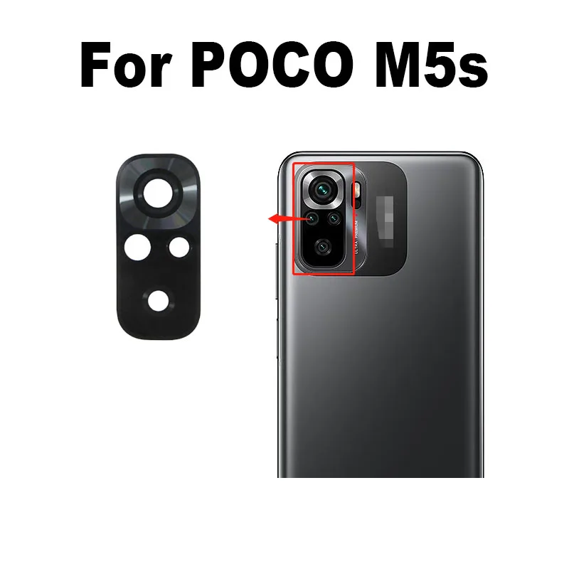 Rear Camera Lens For Xiaomi Poco M5s Back Camera Lens Glass With Glue Adhesive 2207117BPG