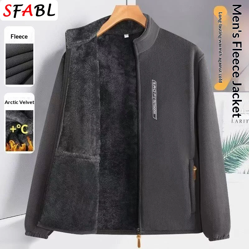 Luxuriöse Herren-Fleecejacke Winter-Thermo-Fleecejacke Winddichte Warme Winterjacke Herren-Sportmantel Wander- und Outdoor-Sportbekleidung – Detail 4