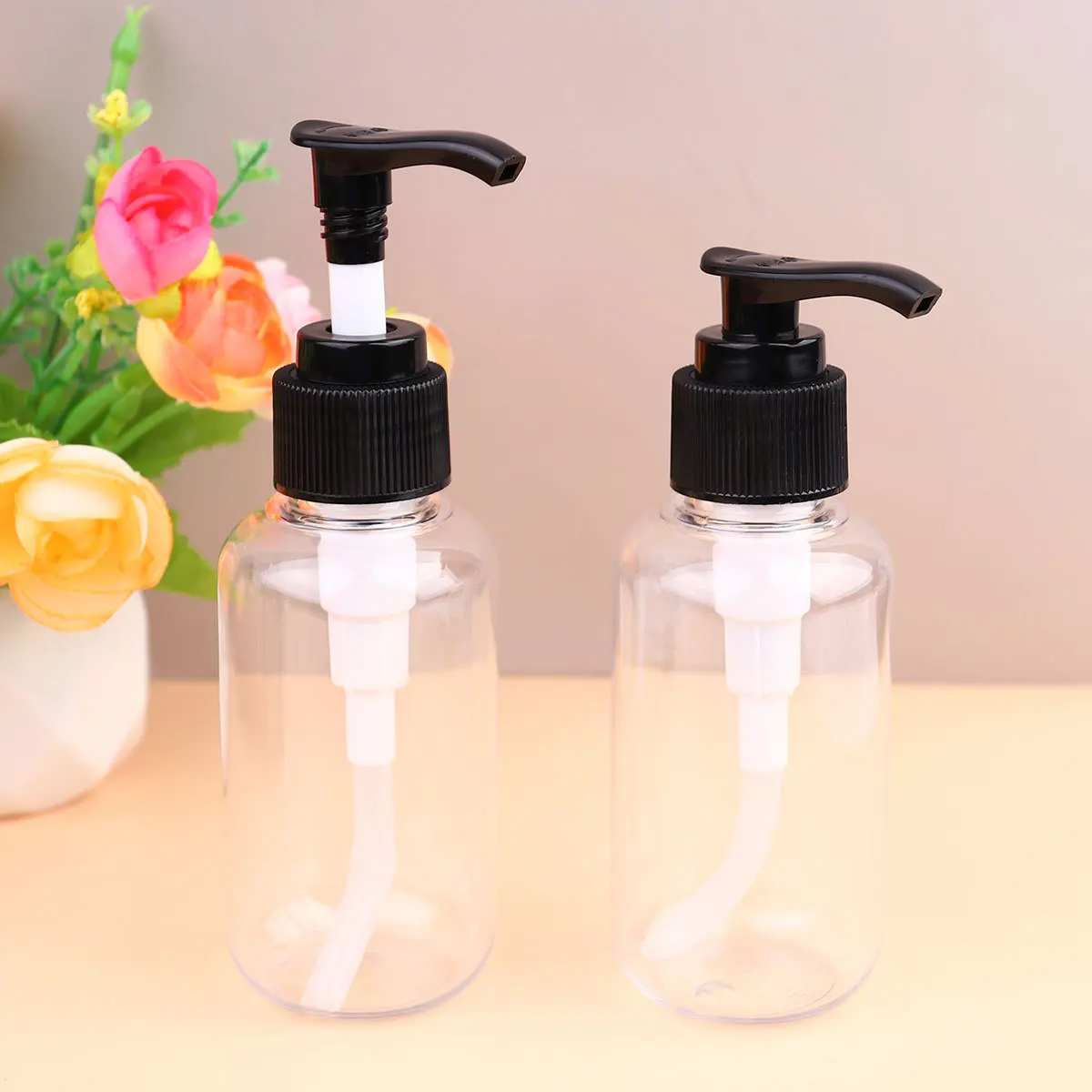 

6Pcs Refillable Glass Lotion Bottles Transparent Pump Nozzle Large Capacity Shower Gel Subpackaging Bottle for Travel Home Use
