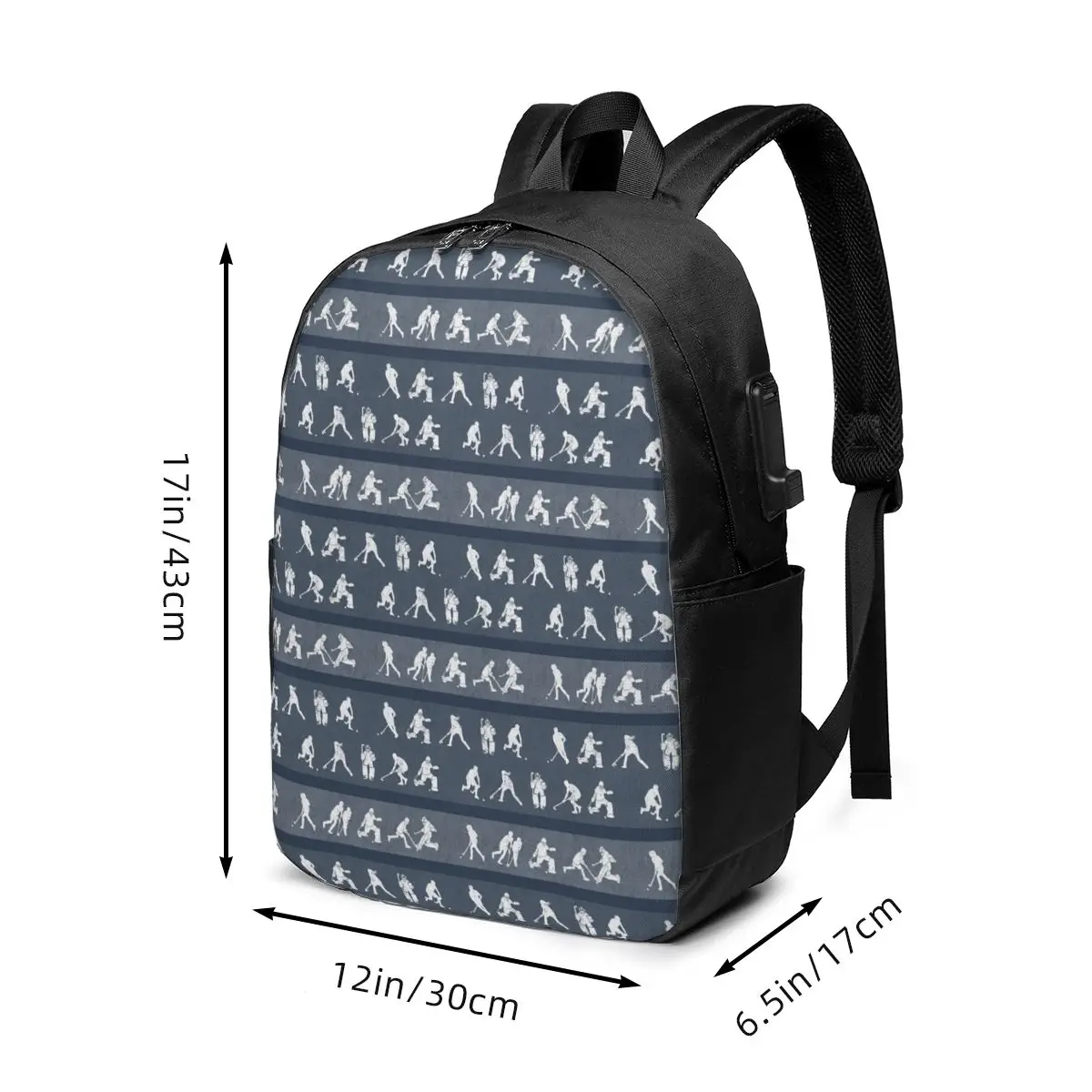 Hockey In Dark Vintage Prints Backpack Travel Notebook Bag Computer College Student School Bag Laptop Shoulder Bags Men Women