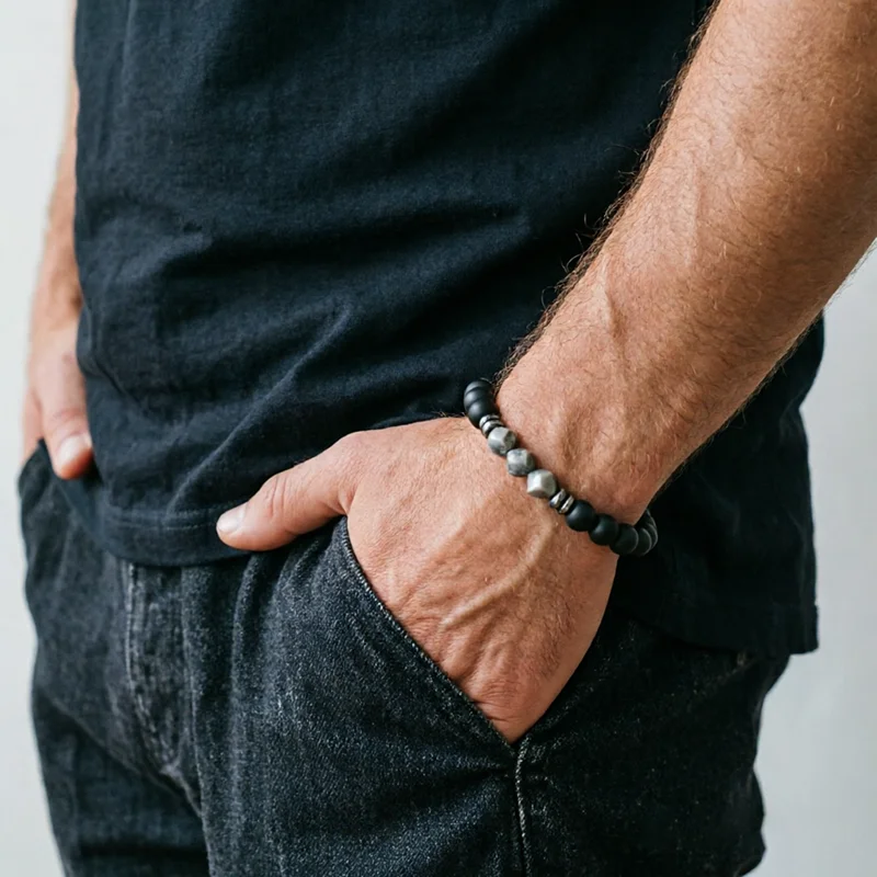 Trendy 8mm Natural Stone Bracelet Unisex Apparel Accessories Black Matte Tiger Eyes Healing Energy Braslet Yoga Casual Jewelry