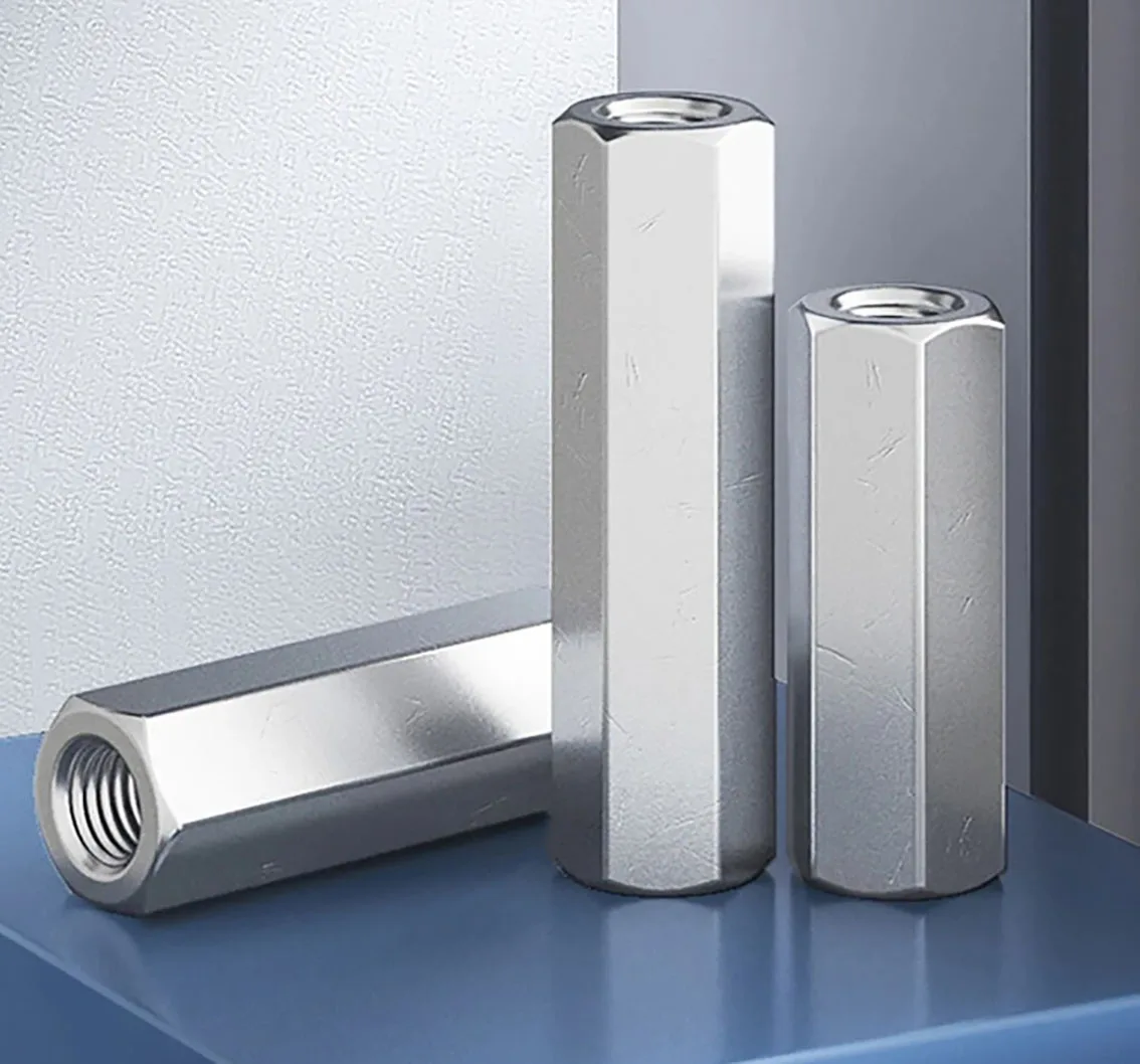 M5 M6 M8 M10 M12 M16 M20 M24 304 Stainless Steel Hex Coupling Nuts Rod Coupling Hex Nut Connection Threaded Bar Stud Long Nuts