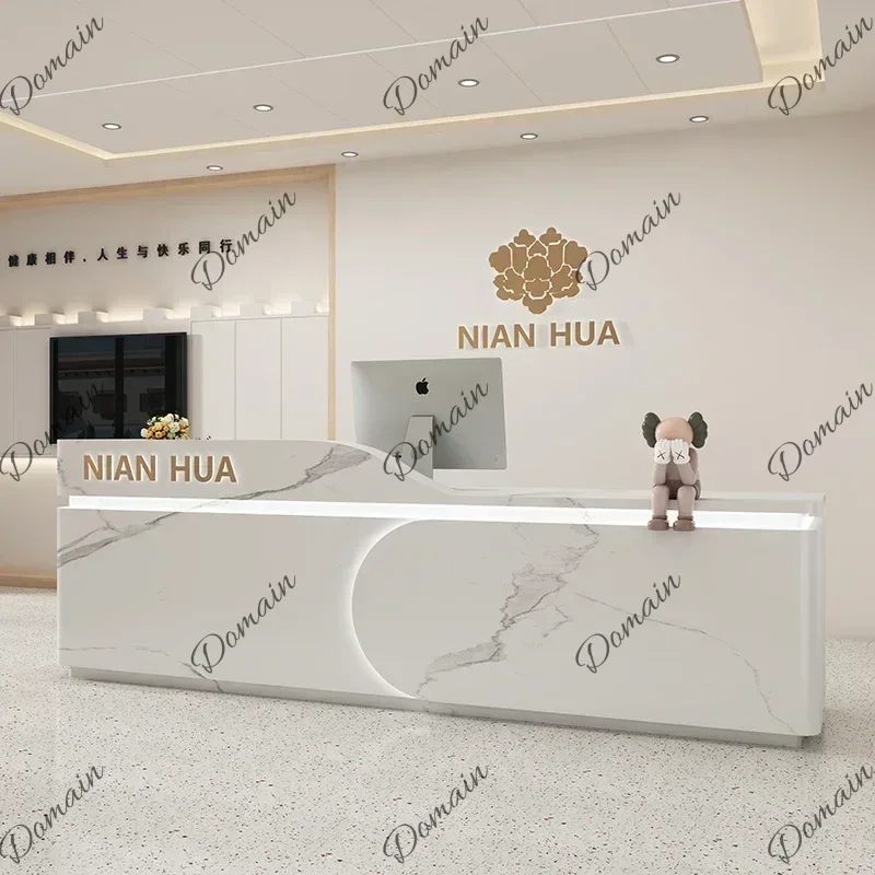 46 XWelcome Store Reception Desk Cash Beauty Salon Information Standing Reception Desk Simple Luxury Escritorio Postmodern Furni