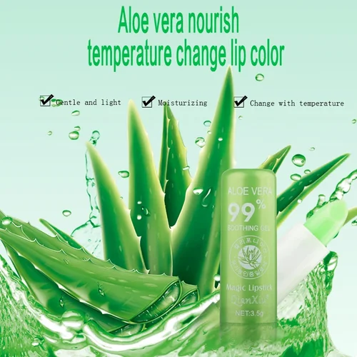 Imagen 2 del producto Nuevo Natural ALOE VERA cambio de temperatura Color gelatina lápiz labial de larga duración hidratante maquillaje de labios bálsamo labial brillo de labios