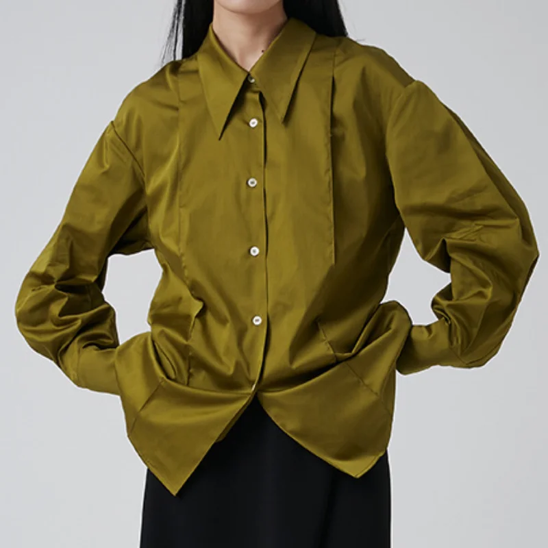

2023 Summer and Autumn Design Sense Niche Shirt Texture Cotton Shirt Female