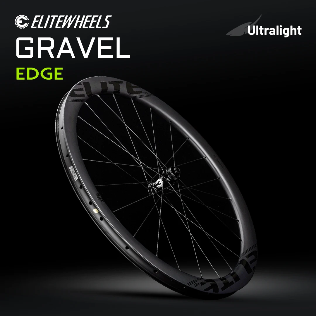 

ELITEWHEELS EDGE Гравийные карбоновые колеса с крылом, 20 спиц, сверхлегкий, 1356 г, гоночный велосипед, дорожный диск, карбоновая колесная пара, глубина обзора 45/35 мм