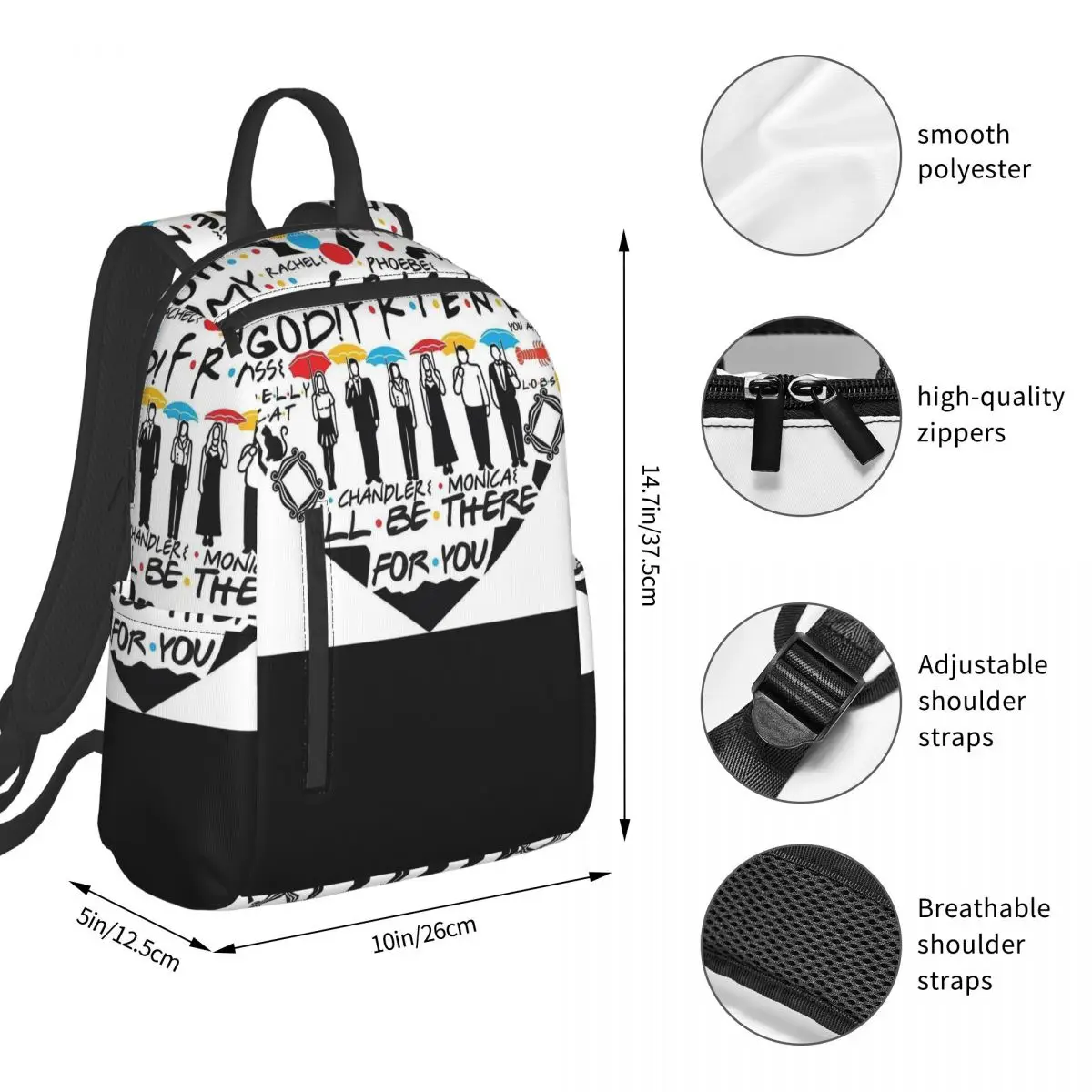 Friend TV Show 12 Backpack Student BookBag Boys Girls School Bag Computer Shoulder Bags Men Women