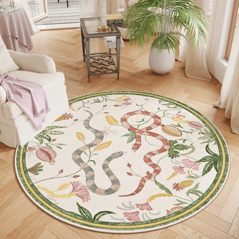 

Carpet for Living Room Pastoral Style Round Snake Print Large Area Bedroom Rug Light Luxury Sofa Coffee Table Floor Mat Ковер 러그