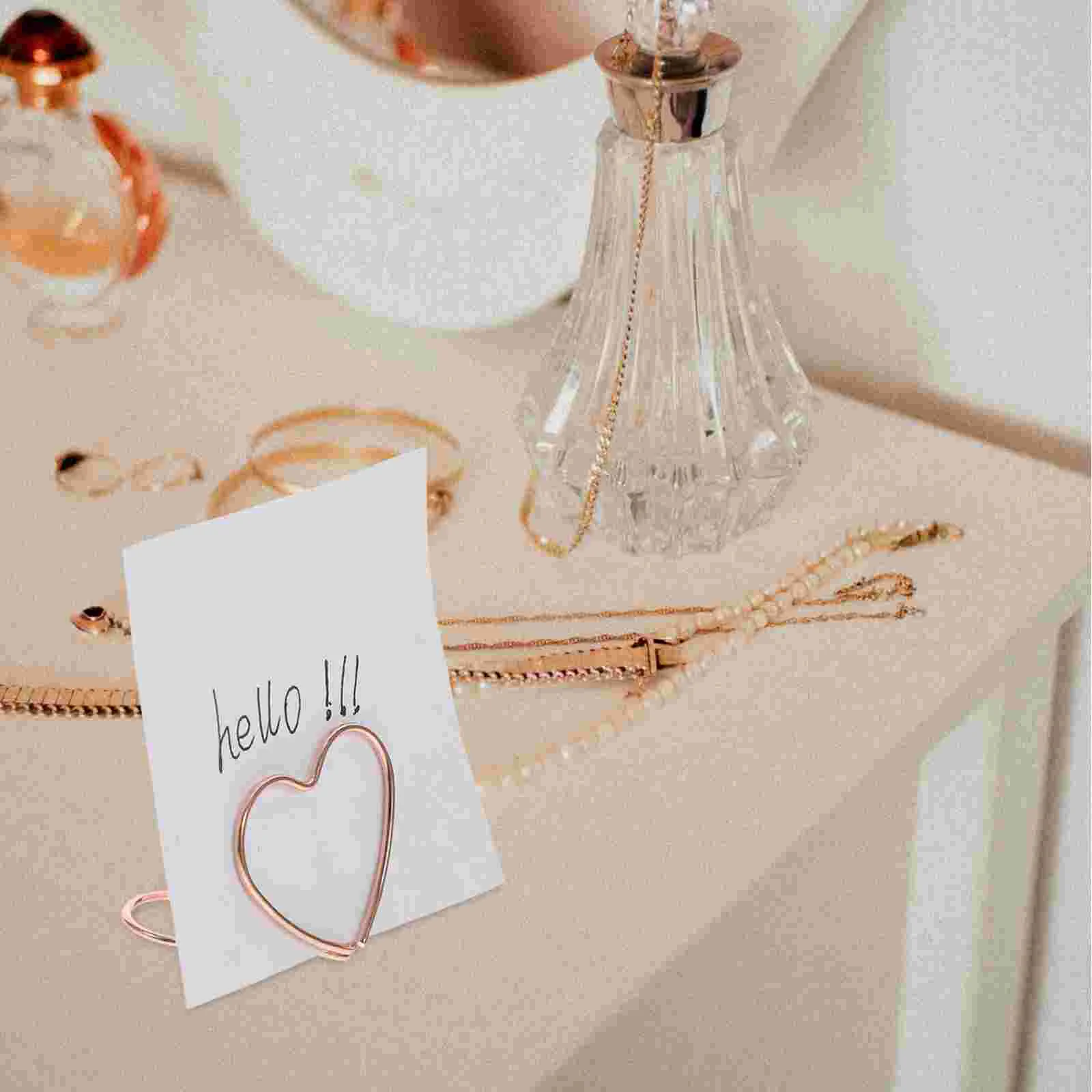 24 Pcs Decorative Bills Clamp Shaped Paper Clip Folders Small Iron Clips Table Number Picture Stands Plating Alloy Office