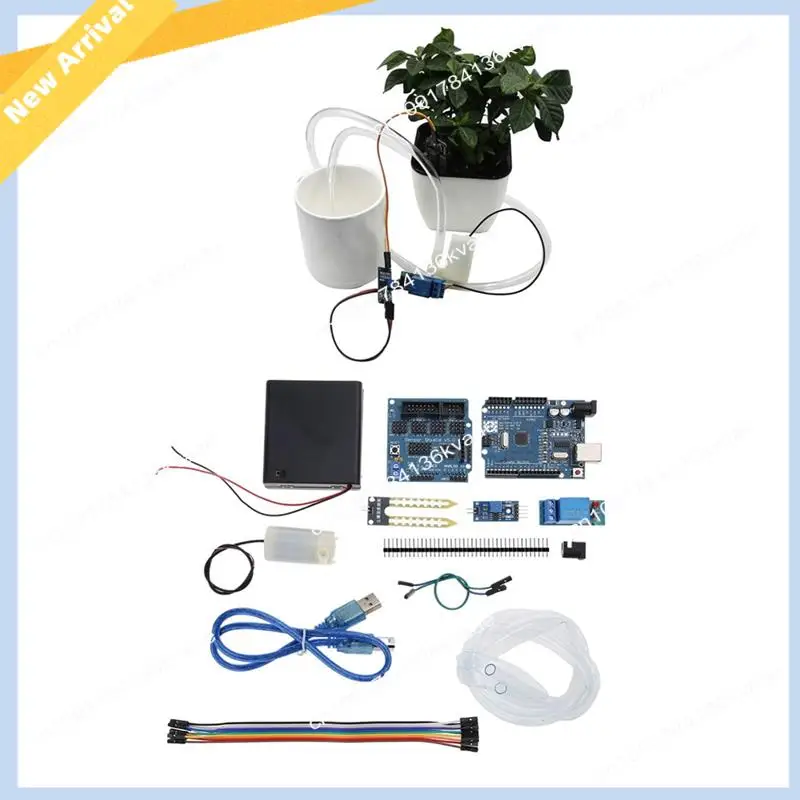 Sistema de riego automático M01K, Kit de bricolaje de autorriego, bomba de agua de flores para invernadero de jardín, módulo de relé con Sensor de humedad del suelo