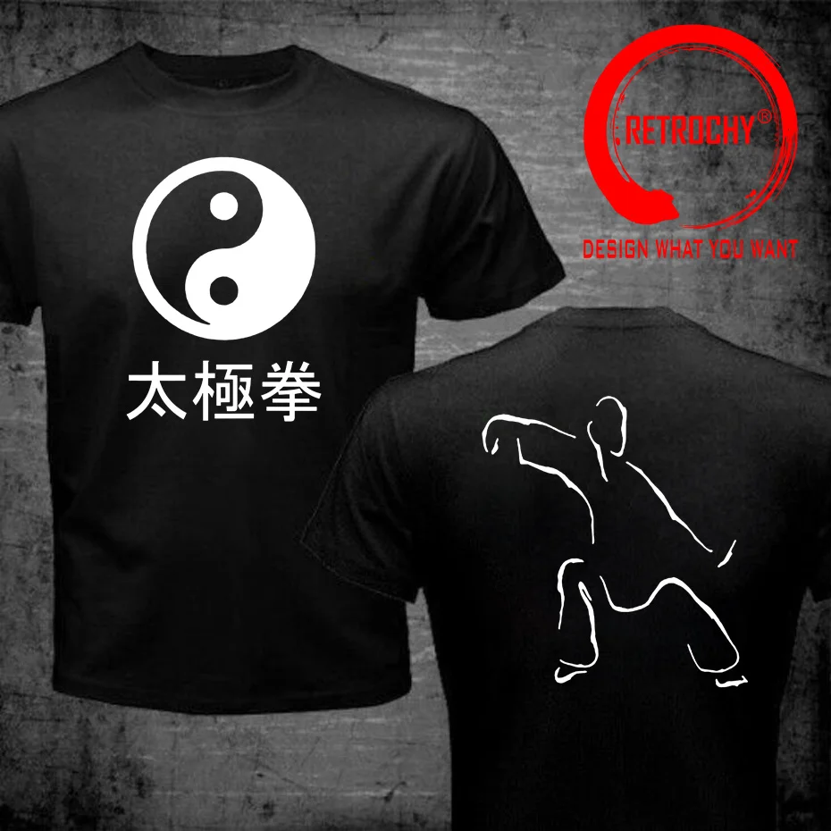 Tai Chi Martial Art Women Men Cotton Tshirt Chinese Martial Arts Graphic Silhouette Print Tops Street Fashion Hipster Femme Gift