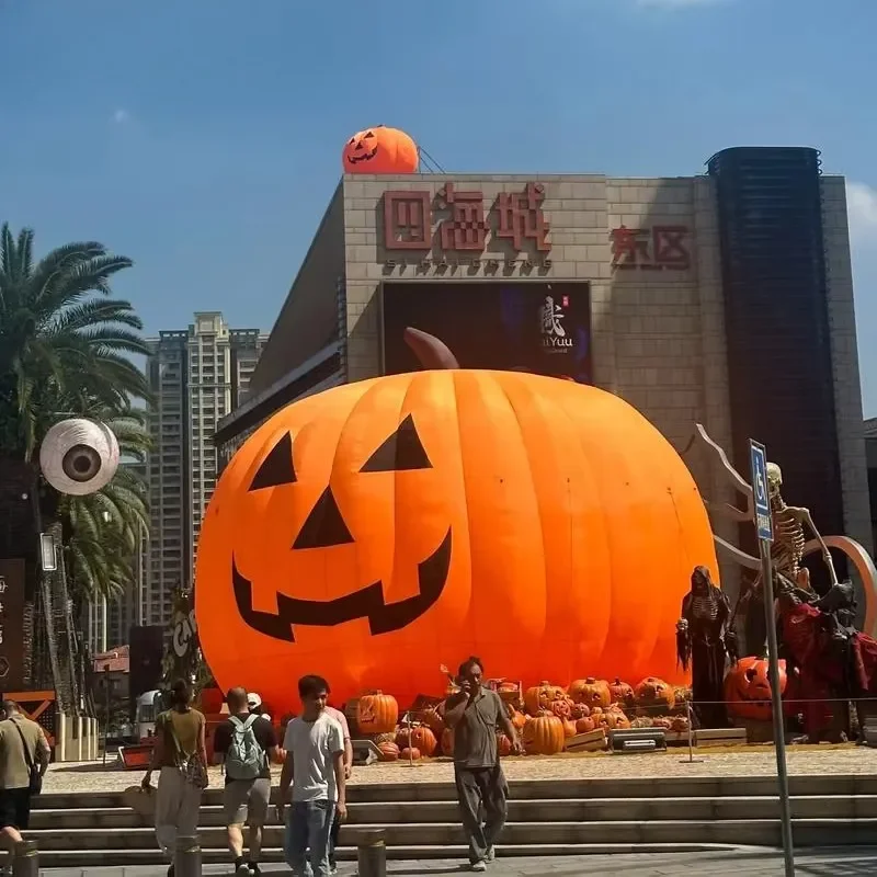 Outdoor Halloween Event Decor Glowing 16ft 18ft 22ft 26ft Giant Inflatable Pumpkin Lantern with Blower Jack-o-lantern