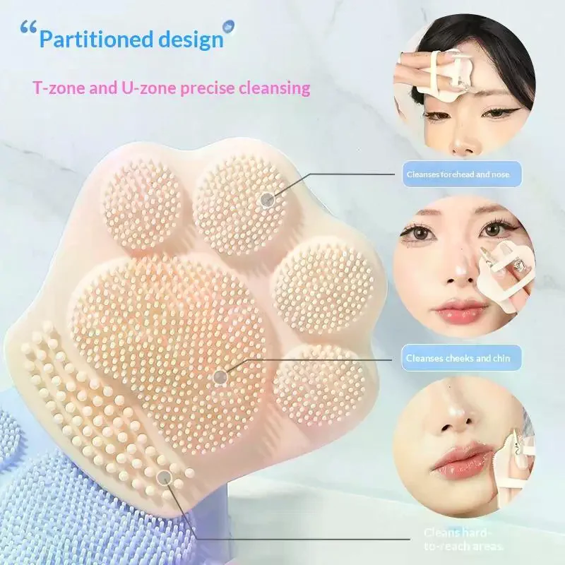 1Pcs Cat Paw Silicone Facial Cleansing Brush Soft Elastic Face Scrubber Deep Pore Exfoliating Makeup Brush Skin Care Beauty Too