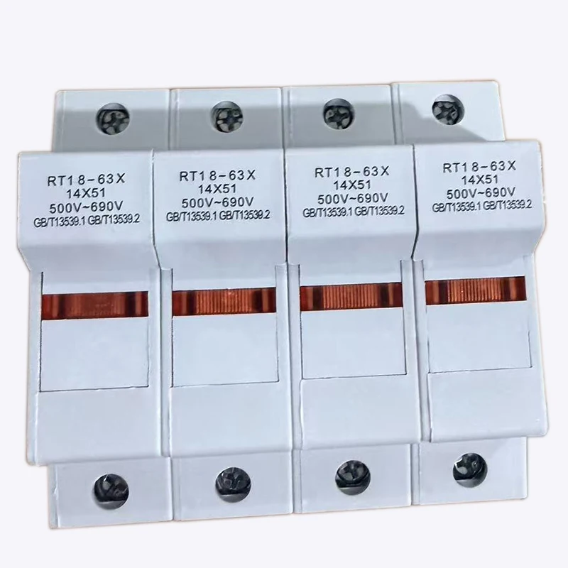 New Rail Fuse Base RT18-63X 4P with Lamp Fuse Thick Piece  4P 14X51 Home Office Use Made in China