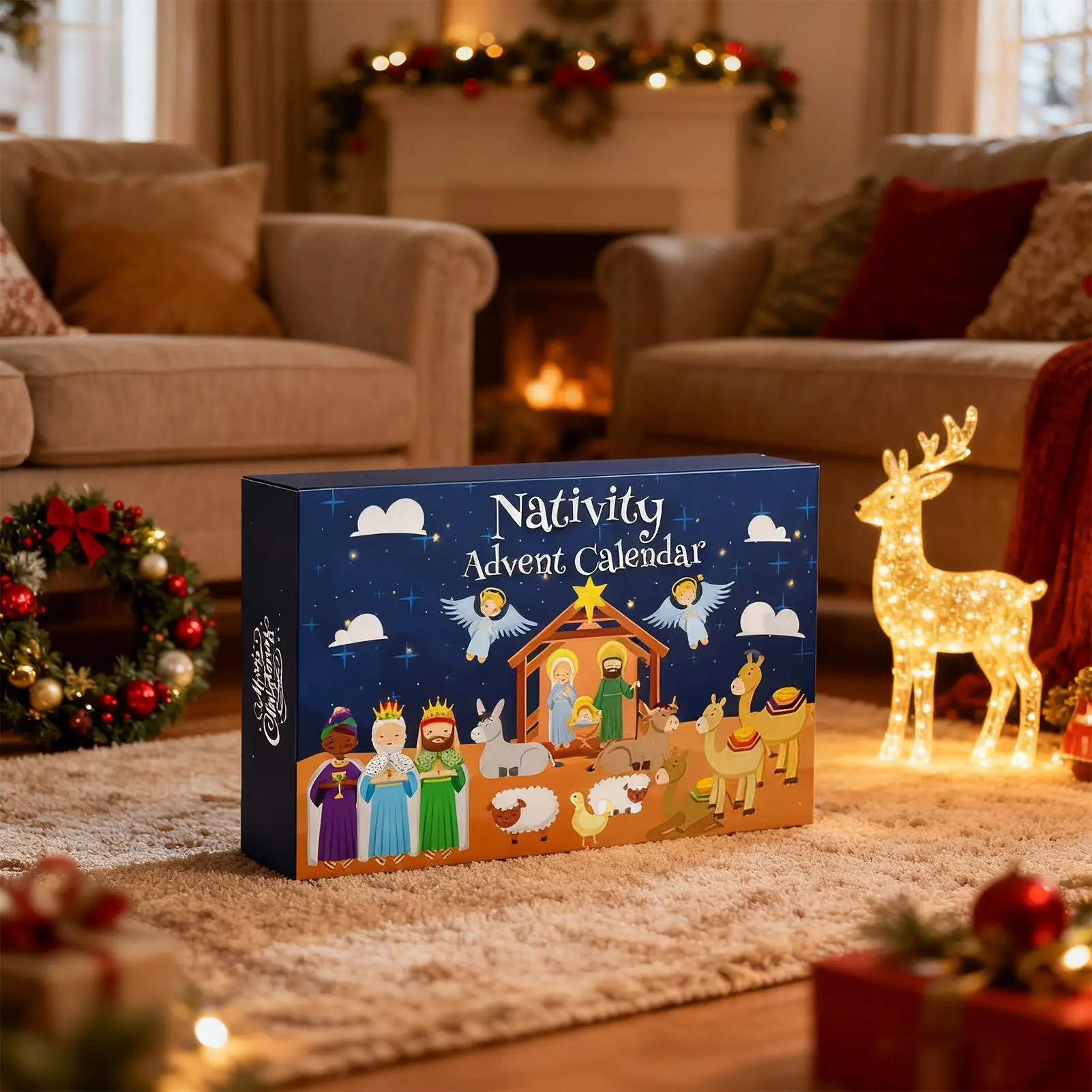 

Рождественский обратный отсчет, Адвент, Рождественская сцена, домашний декор, христианские символы, рождественские настольные украшения для детей, спальни, гостиной