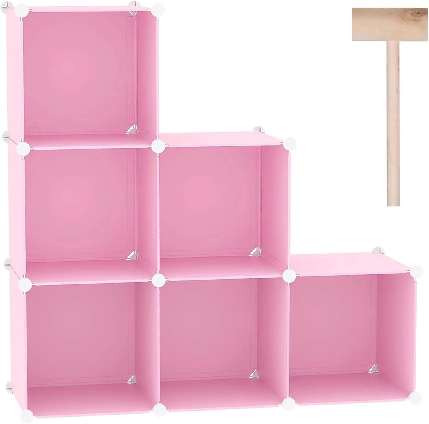 

6-Cube Storage Organizer, DIY Plastic Modular Shelf for Bedroom, Living Room, Office in Pink