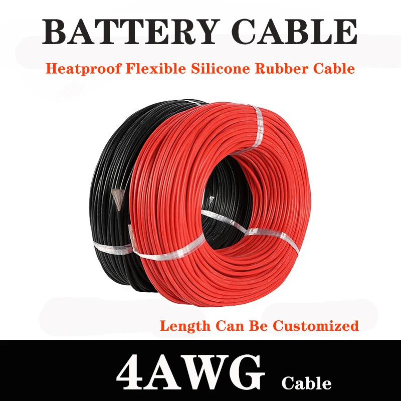 

4AWG 25mm² Durable BATTERY WIRE with Black + Red Tinned Copper Flexible Cable - Perfect for Car, Inverter, RV, Solar