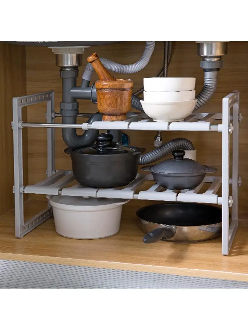 

Многоуровневая выдвижная пластиковая полка-органайзер для хранения под раковину в ванной/кухне, современная, простая, для дома