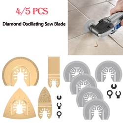 4/5Pcs Diamond Oscillating Saw Blade Multifunctional Semi Circle Saw Blade Oscillating Grinding Tool Blade for Grit Grout Mortar