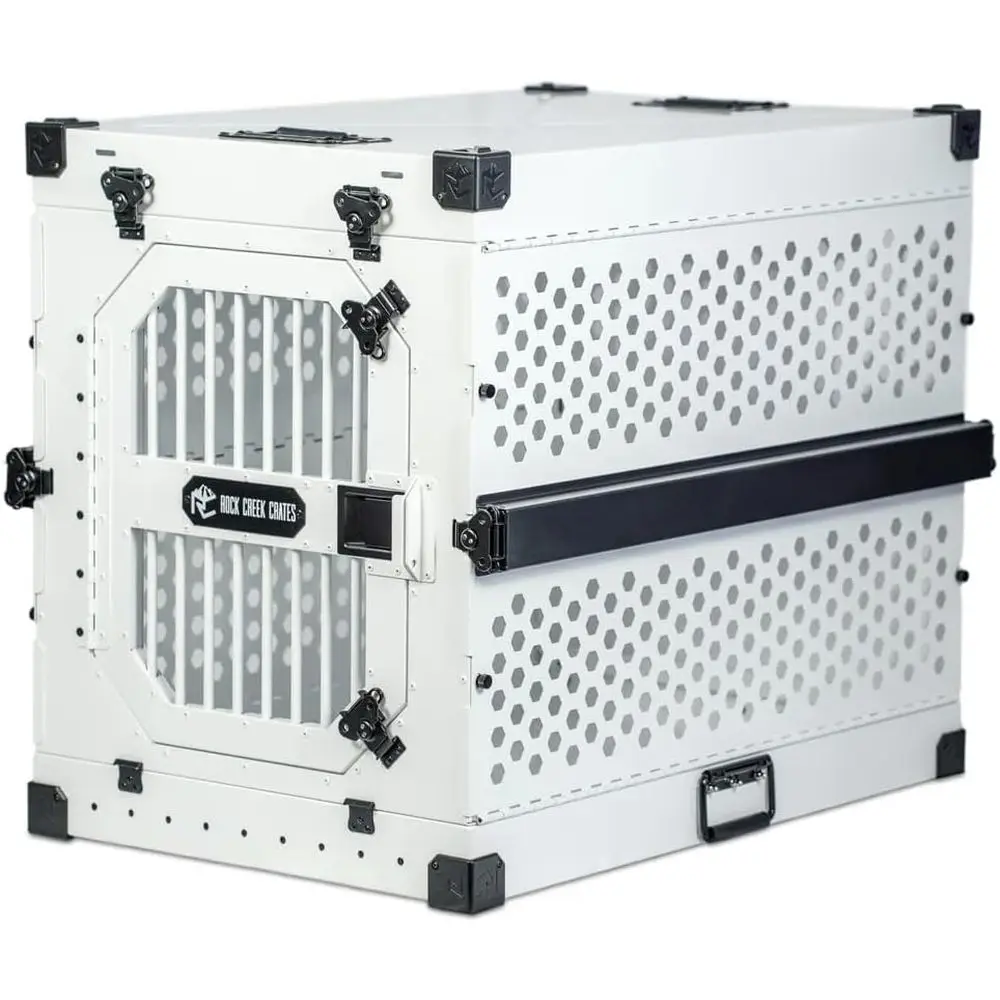 

Sturdy and Non-Slip Folding Dog Crate | 10-Year Warranty | Suitable for Home and Travel (White, 34 Inch)