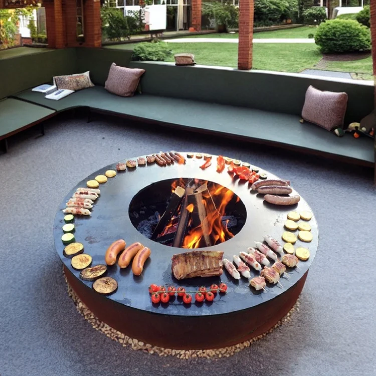 

Barbecue Grill Corten Steel Bbq Outdoor Wood Burning Charcoal Corten BBQ Grills Fire Pit
