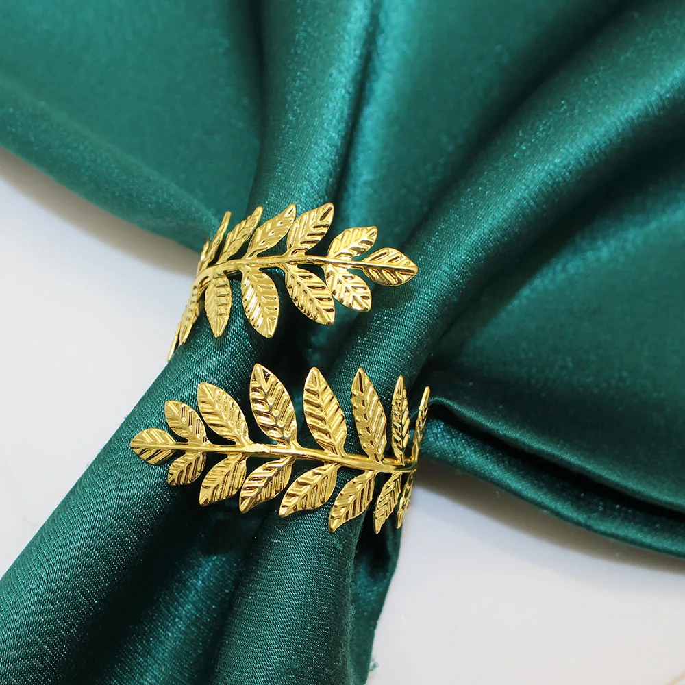 Dvianna 20Pcs Gold Silver Wheat Napkin Rings Metal Fall Napkin Holder Wedding Banquet Table Decor