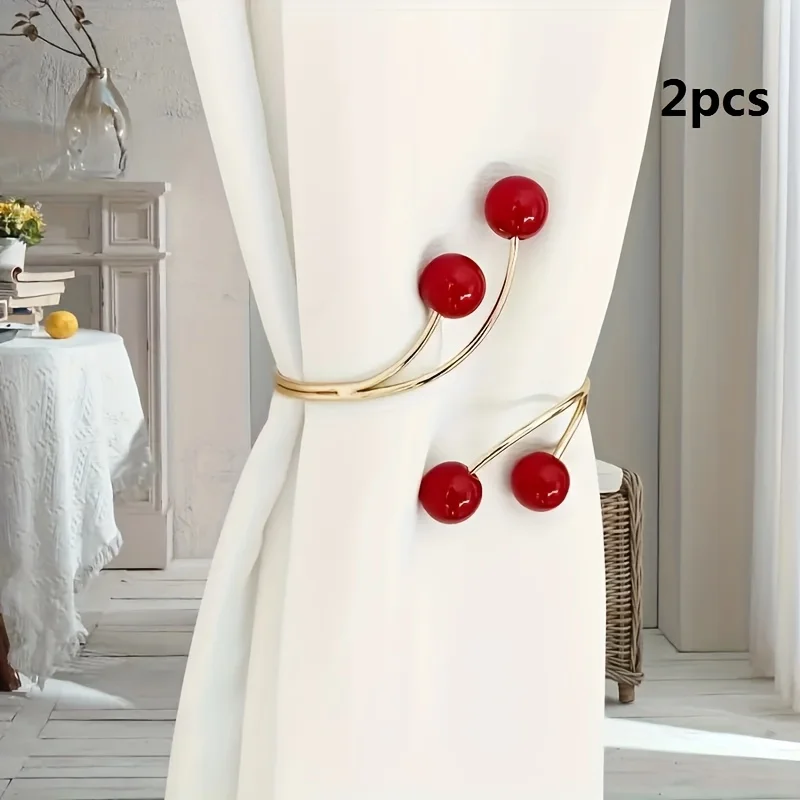 

2шт красных искусственных жемчужных металлических ремней для штор, пряжек для штор, украшение для спальни и гостиной, украшение для штор