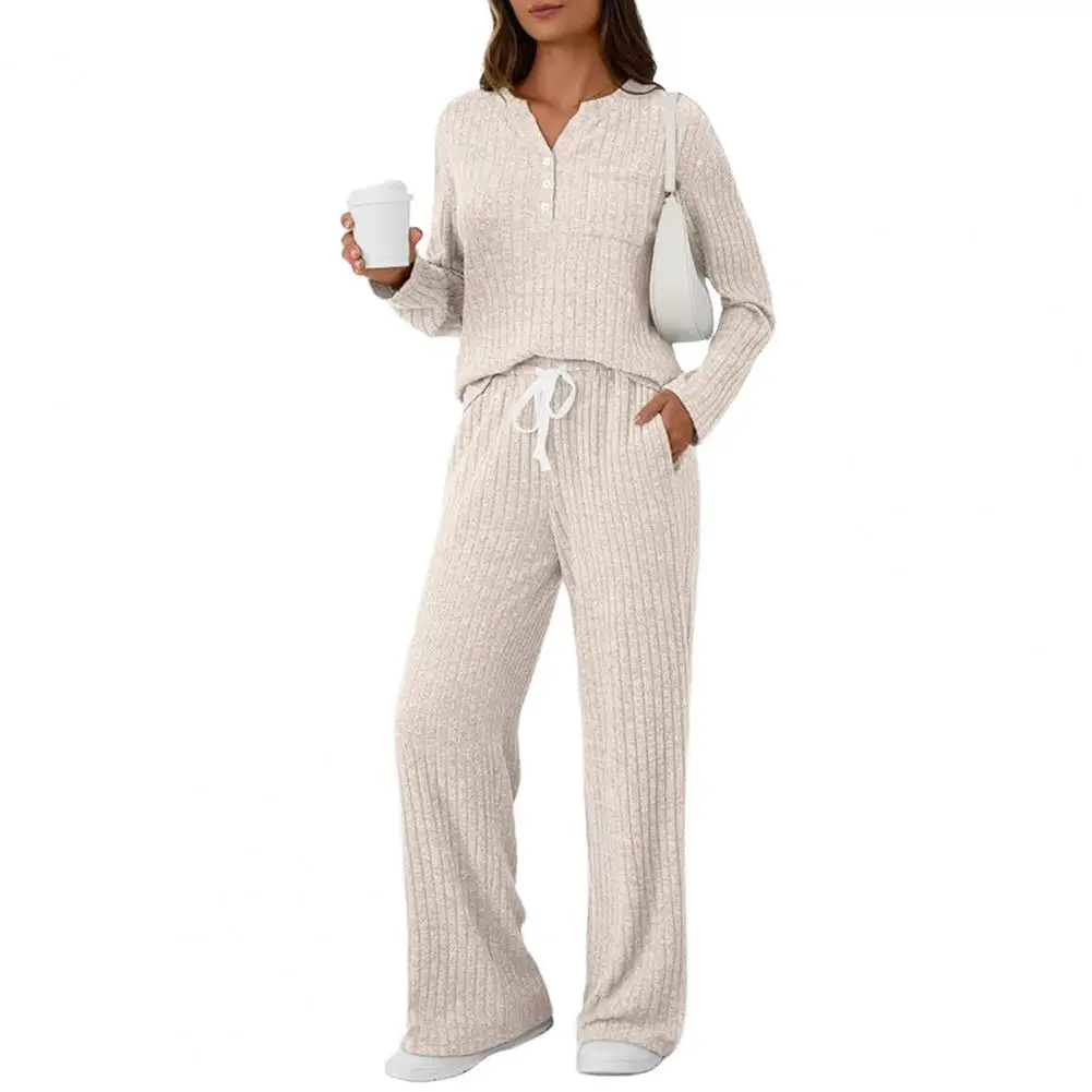 Insulating Sleepwear Cozy Women's Lounge Sets Long Sleeve Top Wide Leg Pants Pajamas Matching Sweat Suits with for Ultimate