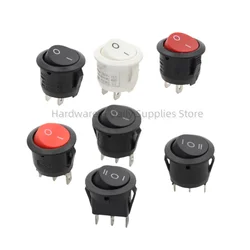 20mm Diameter SPDT Mini Switches Round Black White Red 2/3 Pin ON-OFF Rocker Switch KCD1-105 AC 250V/6A 125V/10A