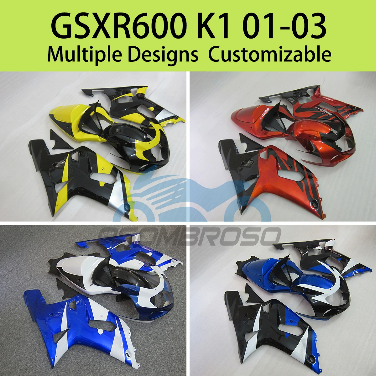 

Prime Fairings GSXR600 GSXR750 2001 2002 2003 Motorcycle Aftermarket Fairing Set Kit for SUZUKI GSXR 600 750 K1 01 02 03