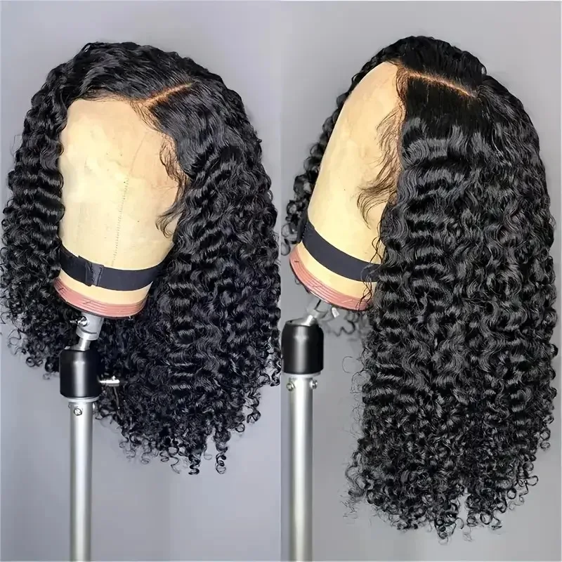 

200 Density Short Wigs for Black Women Pre Plucked with Baby Hair Bob Wig Human Hair 4x4 Lace Closure Jerry Curly Wave