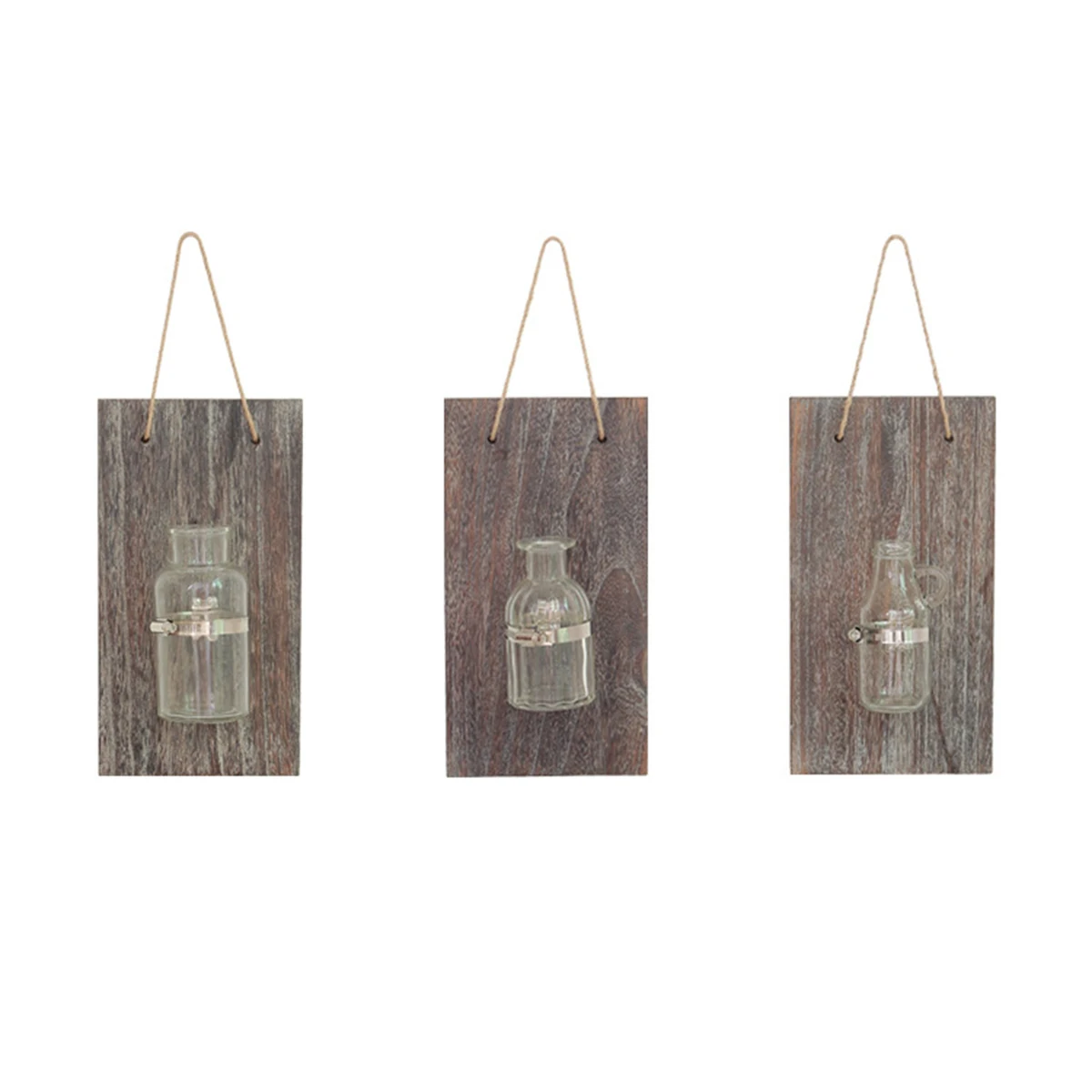 

Wall Hanging Flower Pot Creative Vintage Old Wooden Board Glass Hydroponic Vase Transparent Test Tube Flower Bottle Home Decor w