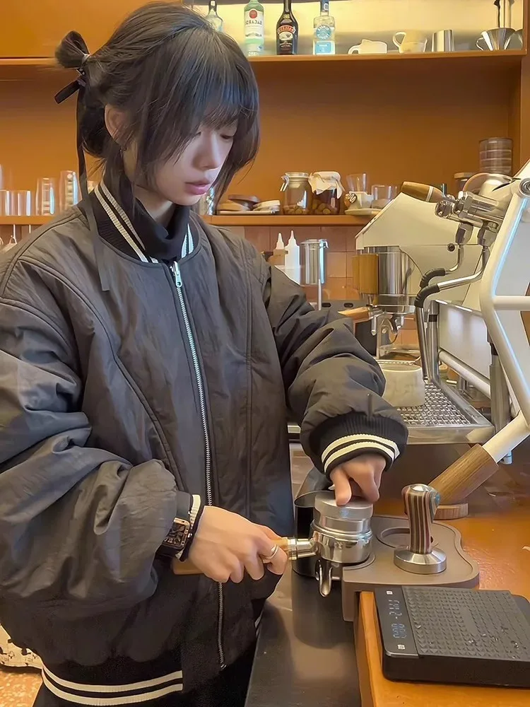 

Американская ретро-куртка унисекс из утолщенного хлопка, двусторонняя, зимняя, дизайнерская, в стиле бомбер, молодежная, повседневная, свободного кроя